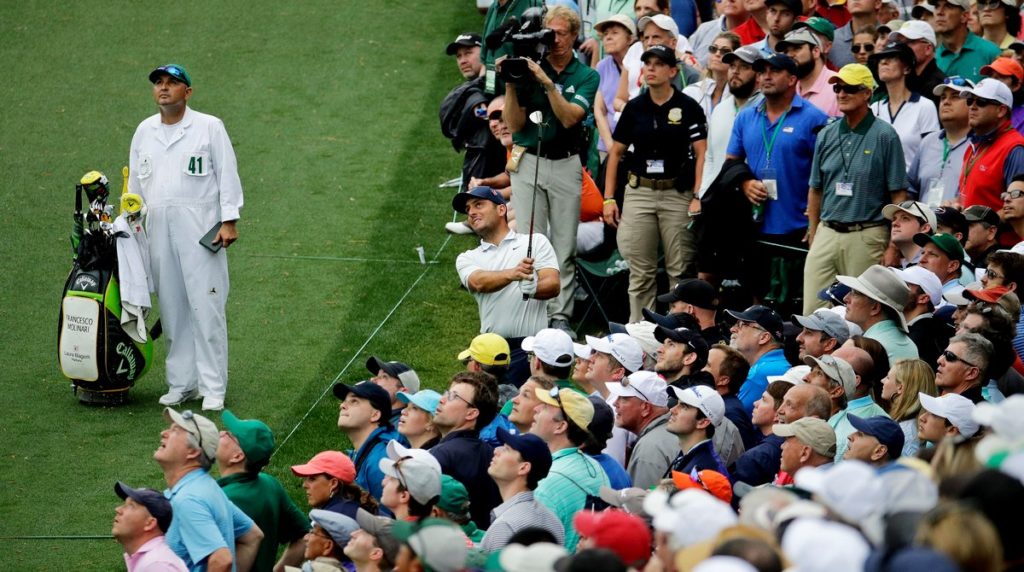 Molinari struck a tree on his approach to the 15th, leading to a double bogey and the end of his Masters challenge