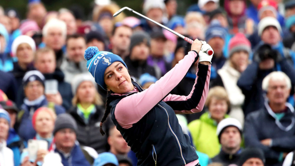 England's Georgia Hall playing for Team Europe in the Solheim Cup. 