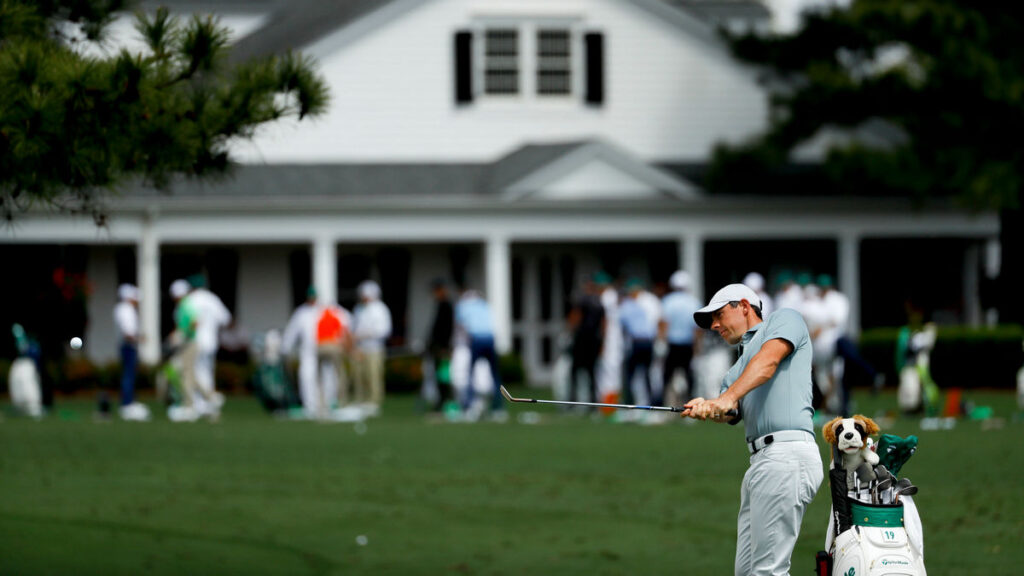 Rory McIlroy, of Northern Ireland, practices before The Masters, in Augusta, Ga. 