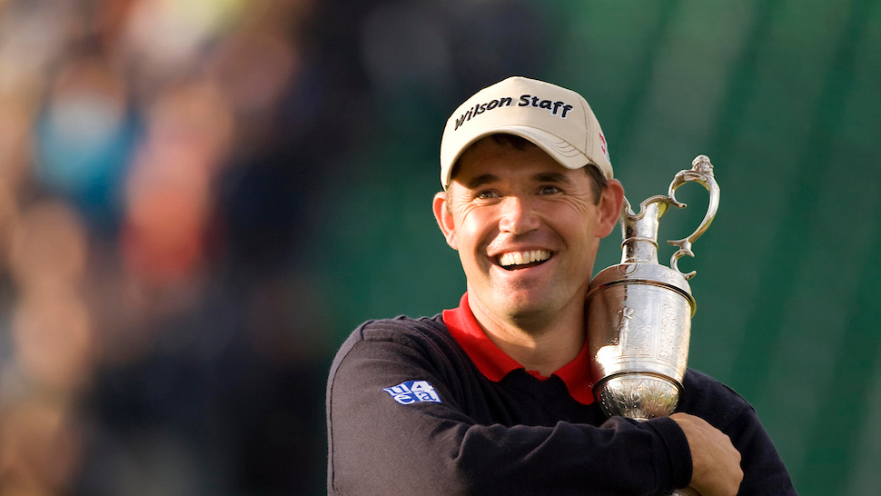 Padraig Harrington — who earned his DP World Tour card (formerly European Tour) through Q School — holding the Claret Jug after his win at the 2007 Open Championship.