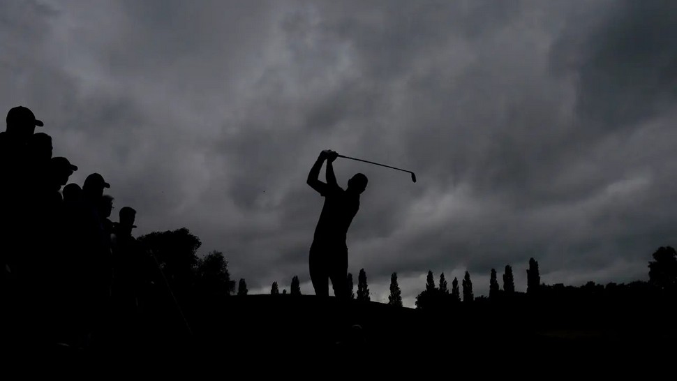 Justin Rose plays his second shot on the third hole during day two of the Betfred British Masters at The Belfry (David Davies/PA)