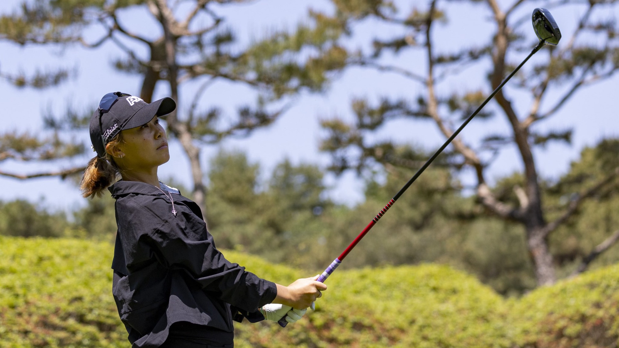 Danielle Kang teeing off in her practice round