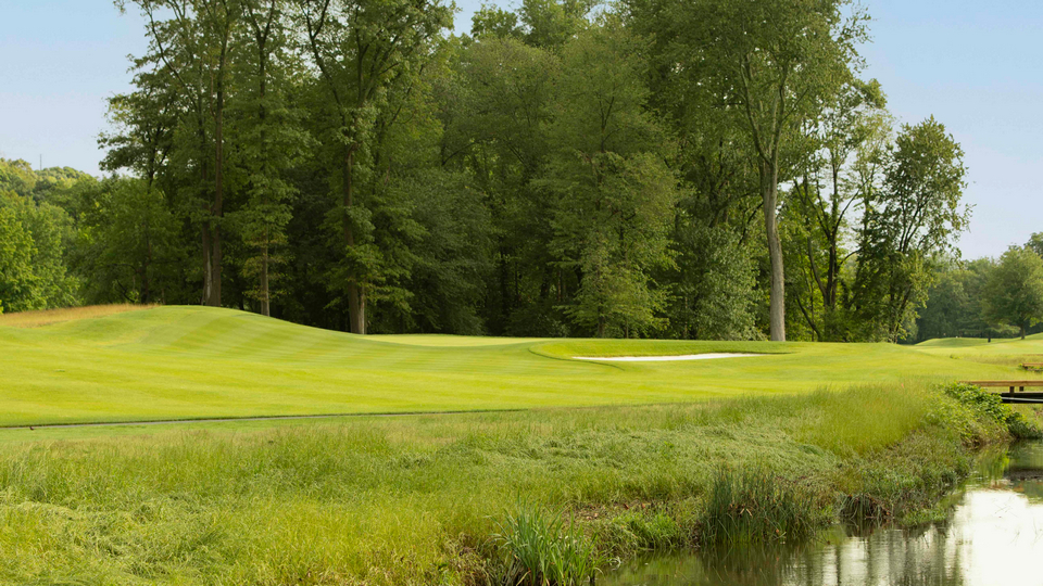 The par-3 17th at Francis Bryne GC in West Orange, NJ