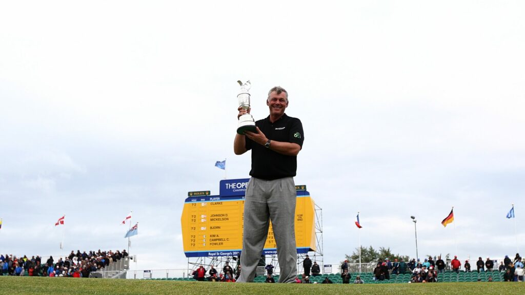 Darren Clarke poses with the Claret Jug