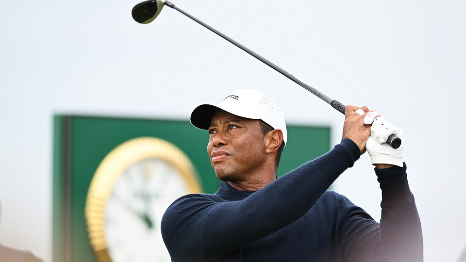 Tiger Woods of the United States tees off on the third hole on day two of The 152nd Open championship at Royal Troon 