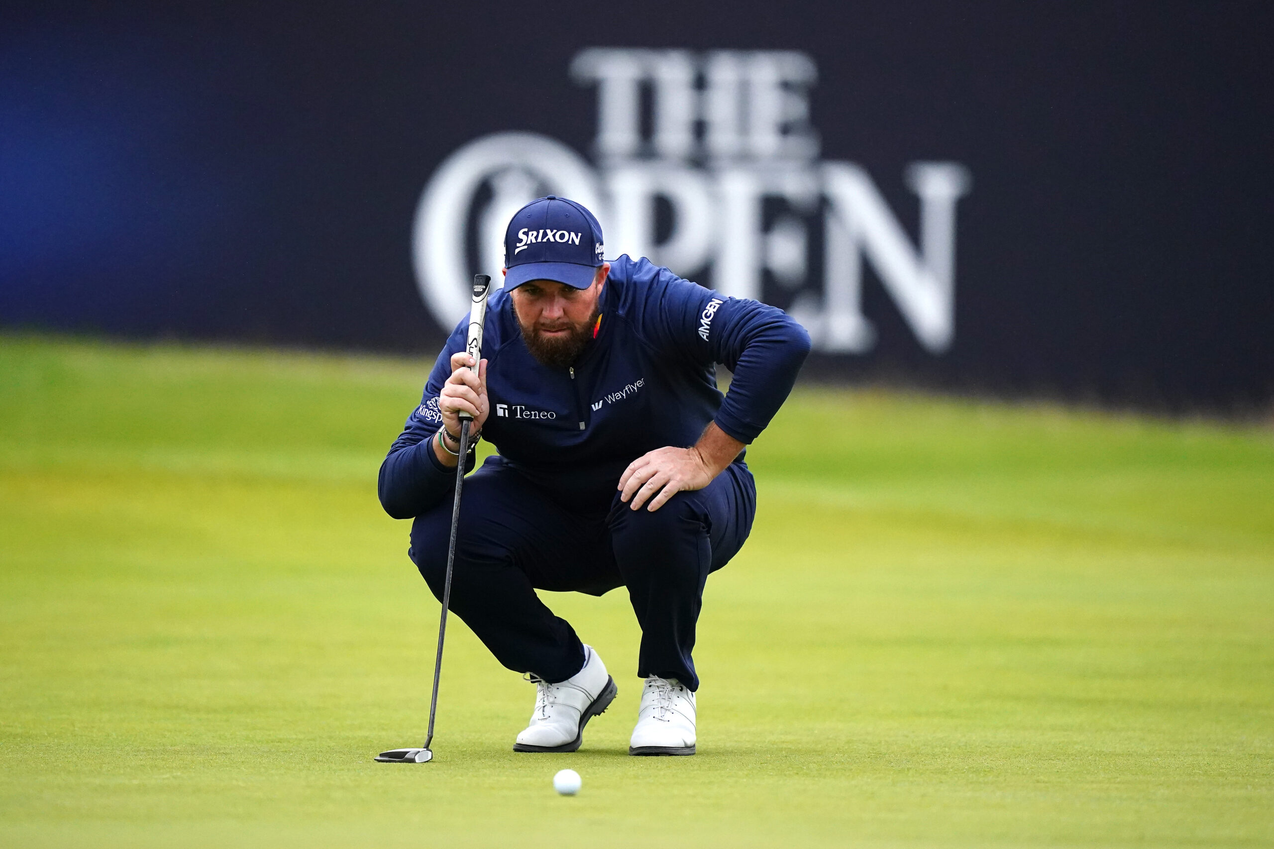 Shane Lowry lines up a putt at Royal Troon