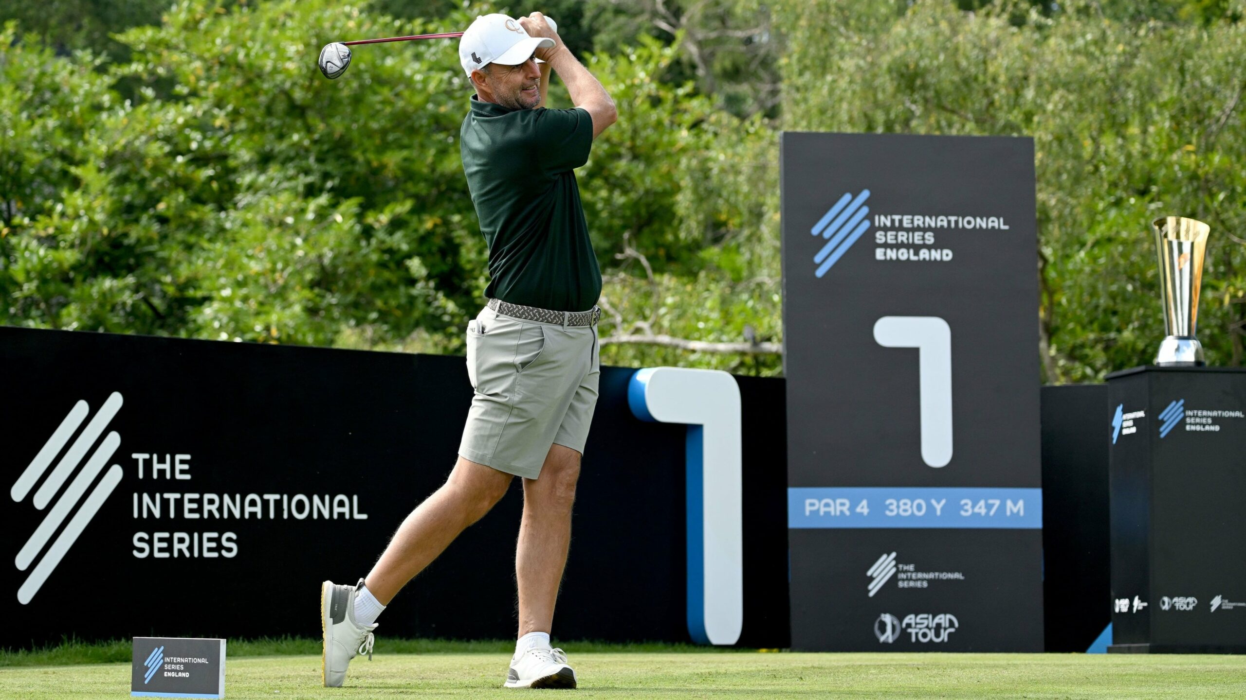 Richard Bland teeing it up at The International Series England, Foxhills.