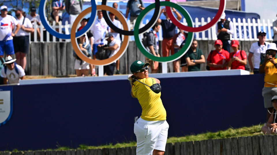 Ashleigh Buhai of Team South Africa on the first tee during the first round of the 2024 Olympic Games