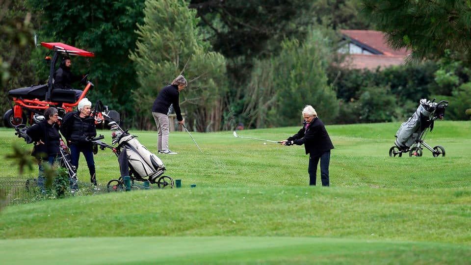 People play golf at the Imperatrice golf course in Biarritz, southwestern France