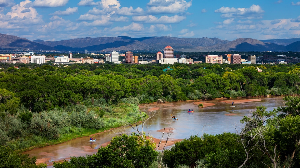 Rio Grande and Skyline. Visit Albuquerque - Angie Jepsen interview 