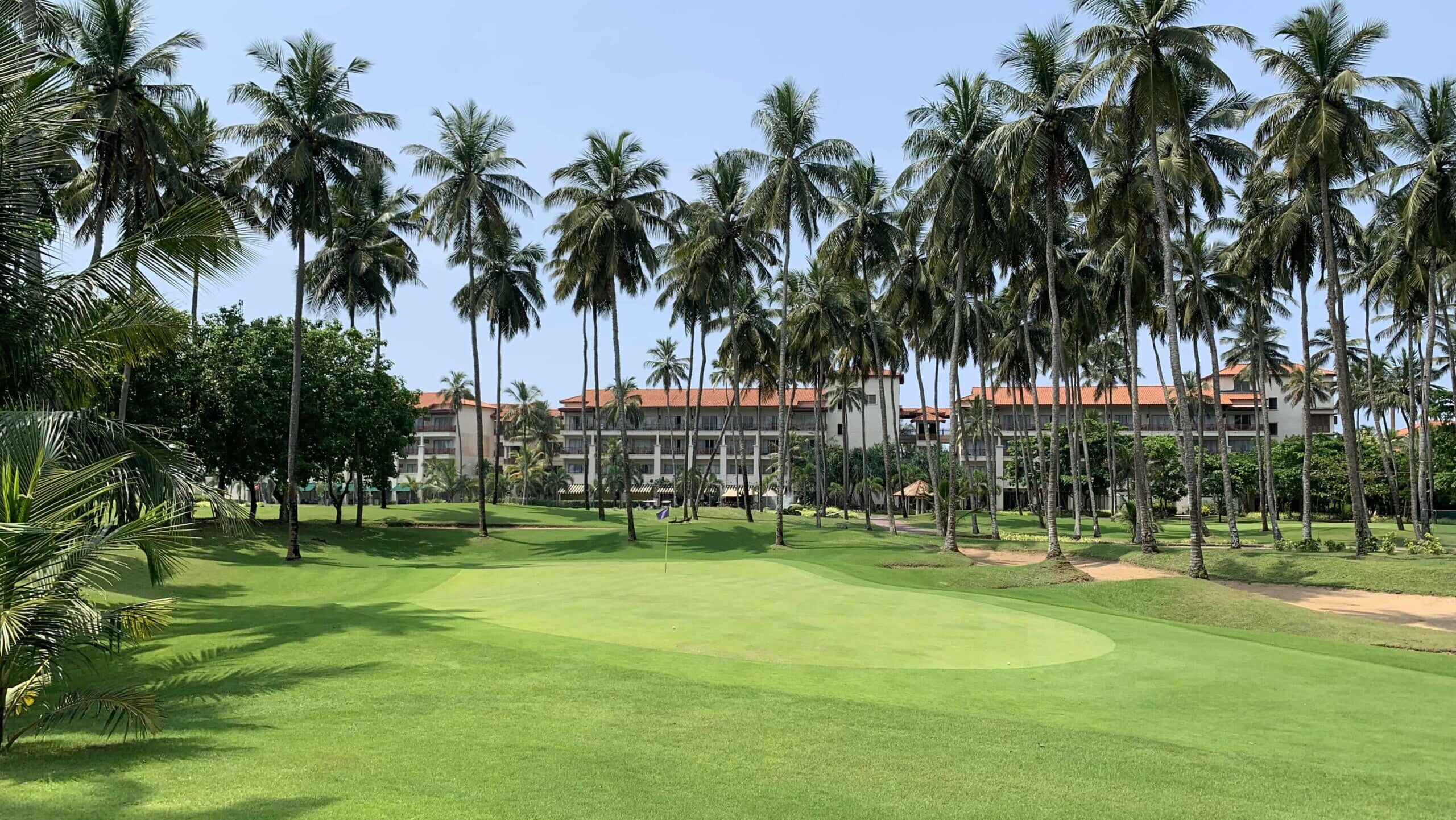 Golf in Sri Lanka: The 14th—a 164-yard par 3 tucked away among the coconut palms.