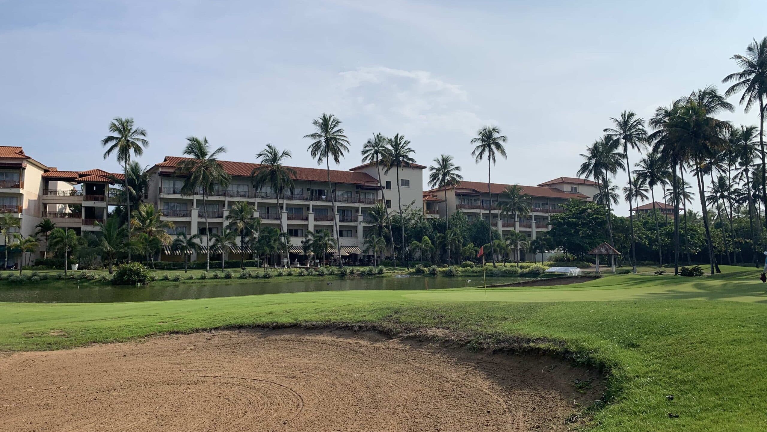 Golf in Sri Lanka: The 18th green sat beside the clubhouse.
