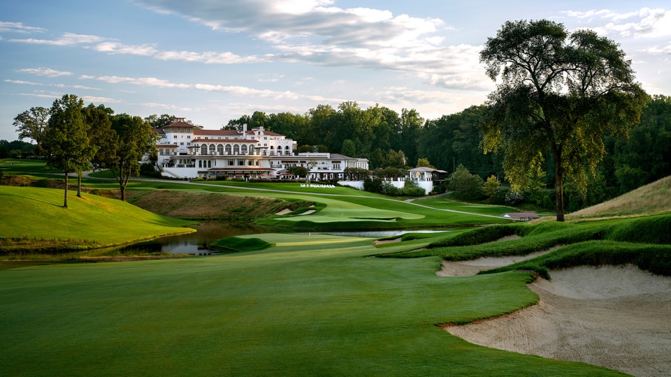 The 18th hole at the future site for the 2022 KPMG Women’s PGA Championship at the Congressional Country Club