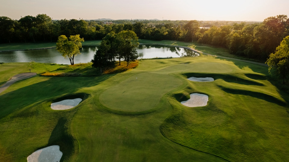 12th/16th double green at Old Fort Golf Club in Murfreesboro, TN renovated in 2024
