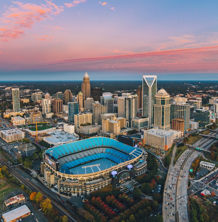 Uptown Charlotte's Skyline and Bank of America Stadium
