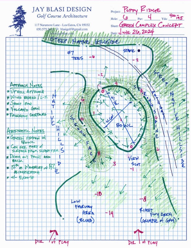 Poppy Ridge Golf Course Number 6 Green Complex Sketch