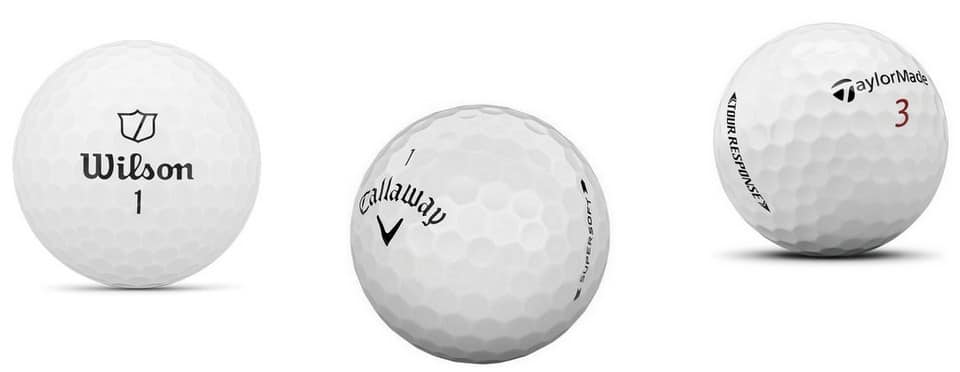 Wilson, Callaway and TaylorMade golf balls
