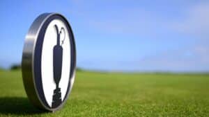 A detailed view of a tee marker prior to The 153rd Open Championship at Royal Portrush Golf Club